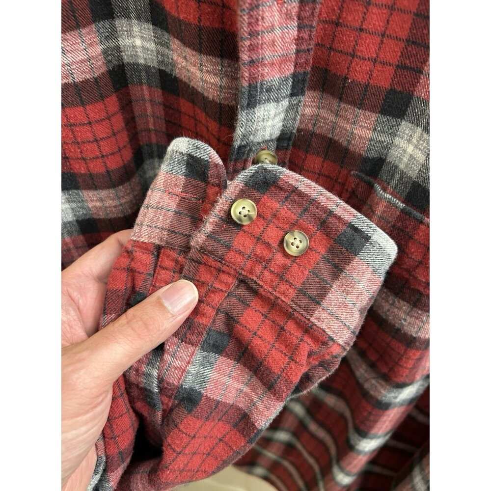 Vintage LL Bean Button Down Pocket Flannel Shirt Mens XL Plaid Purple OMT30 - Picture 7 of 9